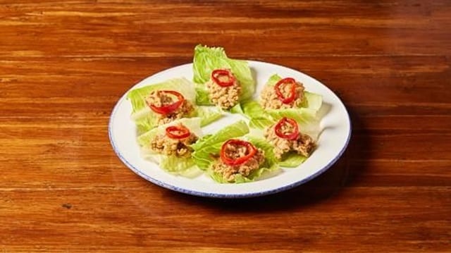 Fried Oyster Lettuce Wraps.
